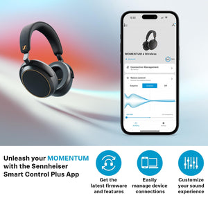 Sennheiser Consumer Audio Momentum 4 Wireless Headphones - Bluetooth Headset for Crystal-Clear Calls with Adaptive Noise Cancellation, 60h Battery Life, Lightweight Folding Design - Black/Copper