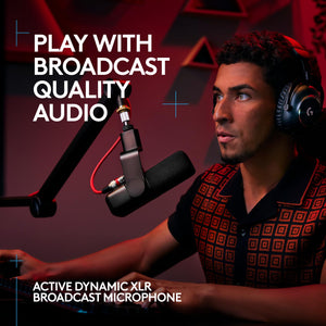 Logitech G Yeti Studio Active Dynamic XLR Broadcast Microphone for Gaming, ClearAmp Active Preamp, Dual-Diaphragm Capsule, Internal Shockmount - Off White