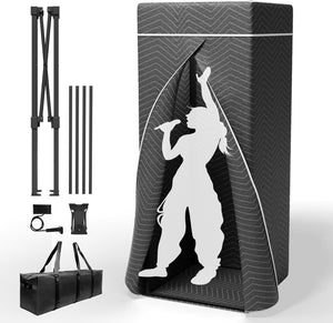 NUWJBYE Portable Vocal Booth, Echo-Free Recording Booth Sound Proof Shield, Foldable Isolation Booth with Travel Bag for Voice Over, Podcasting, Music, Home Studio