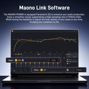 MAONO Dynamic Microphone-XLR USB Podcast Recording Mic: for Vocal Recording, Content Creation, Home Studio, Voiceover, with 192kHz/24bit, Noise Reduction, Mic Gain, Monitoring, Mute (PD300X)