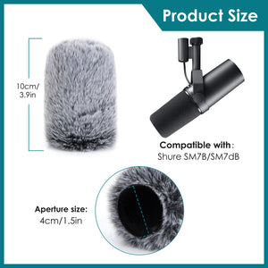 YOUSHARES SM7B Pop Filter for Shure Mic, Furry Windscreen Muff Compatible with Shure SM7B, SM7dB Dynamic Vocal Microphone. (Gray)