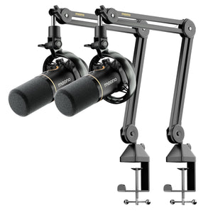 MAONO PD200W Hybrid Wireless Podcast Equipment Bundle for 2, XLR USB Dynamic Microphone Kit with 2 Boom Arm, Software, Noise Cancellation, for Co-hosted Podcast, Vocal Recording, Content Creation