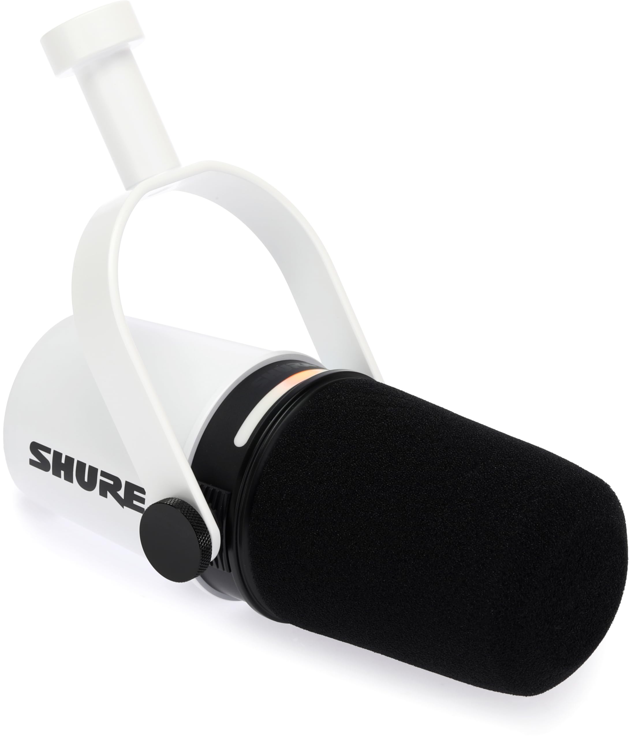 Shure MV7+ Hybrid Podcast Microphone with Mic Stand - White