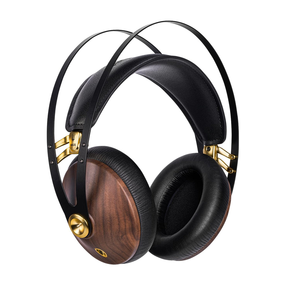 MEZE AUDIO | 99 Classics Walnut Gold | Wooden Closed-Back Headphones for Audiophiles | Gaming | Podcasts | Home Office | Wired Over-Ear Headphones with Mic and Self Adjustable Headband