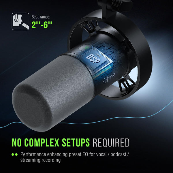 FIFINE K688 Podcast Microphone Kit, USB/XLR Dynamic Microphone with Boom Arm for PC/XLR Mixer, Gaming Mic with Mute Button, Headphone Jack for Vocal, Voice-Over, Streaming, Music Recording -K688CT