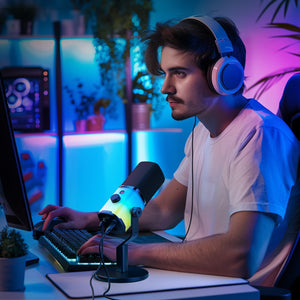 MAONO Dynamic Gaming Microphone: USB/XLR Streaming Mic for PC Podcast Recording, Custom Software, RGB, Mute Button, Gain Knob, 48kHz/24bit Studio Desktop Mic for YouTube Video Creation -PD100X RGB