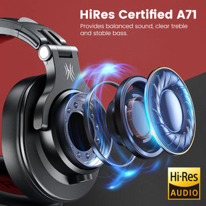 OneOdio A71 Hi-Res Studio Recording Headphones - Wired Over Ear Headphones with SharePort, Monitoring Mixing Foldable Headset with Stereo Sound, 3.5/6.35MM Jack for PC Computer DJ Guitar-Red