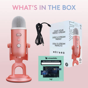 Logitech Creators Blue Yeti USB Microphone for Gaming, Streaming, Podcast, YouTube, Discord, PC, Studio Sound, Plug & Play-Dawn Pink