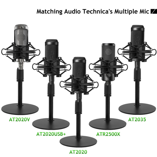 Frgyee Upgraded AT2020 Desktop Mic Stand, Adjustable Table Microphone Stand with Shock Mount and Foam Windscreen for Audio Technica AT2020 AT2020USB+ AT2035 ATR2500 Condenser Mic