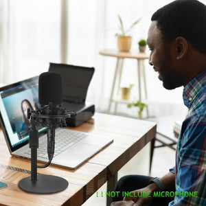 Frgyee Upgraded AT2020 Desktop Mic Stand, Adjustable Table Microphone Stand with Shock Mount and Foam Windscreen for Audio Technica AT2020 AT2020USB+ AT2035 ATR2500 Condenser Mic