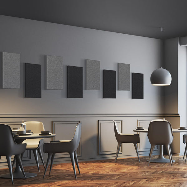 UMIACOUSTICS 4 PCS Acoustic Panels, 2“ Thick 23.6" x 11.8" Fiberglass Sound Absorbing Panels, Self-adhesive Soundproof Panels for Studios, Office, Home Theater. Charcoal Grey
