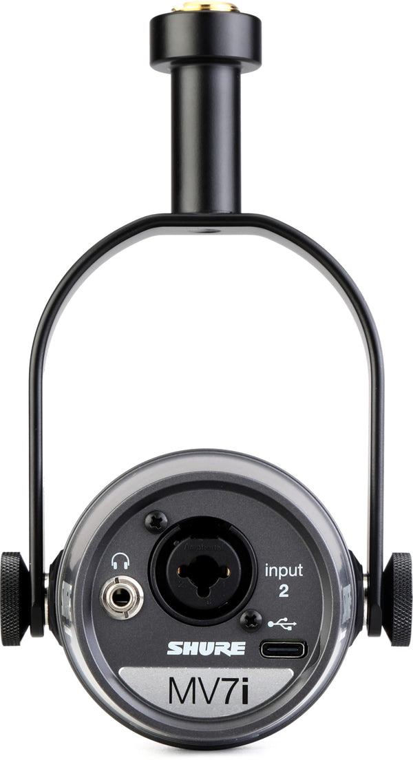 Shure MV7i Smart Microphone with Built-in Audio Interface and Low Profile Mic Stand - Podcast & Musician Mic with 2 Channels, XLR and 1/4", USB-C for Mac/PC/Phone, and Advanced DSP Features