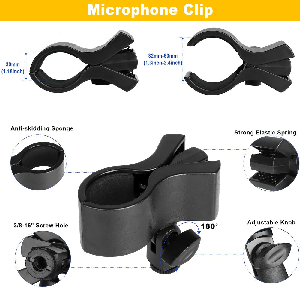 Mippko Gooseneck Microphone Stand,19.69" Flexible Adjustable Arm Super Crab Clamp Mic Clip 3/8"-16 to 5/8"-27 Adapter Mount,Compatible with Shure/Fifine / AT2020 / Pyle/Blue Snowball/Razer