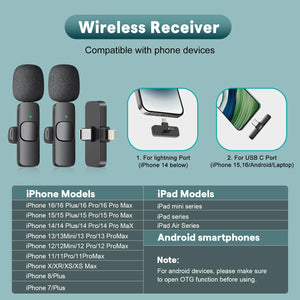 MAYBESTA Professional Wireless Mini Microphone for iPhone, iPad, Android Phone - Bluetooth Lavalier Lapel Mic for Video Recording - Clip on USB C Microphones for YouTube Tiktok Podcast Vlogging