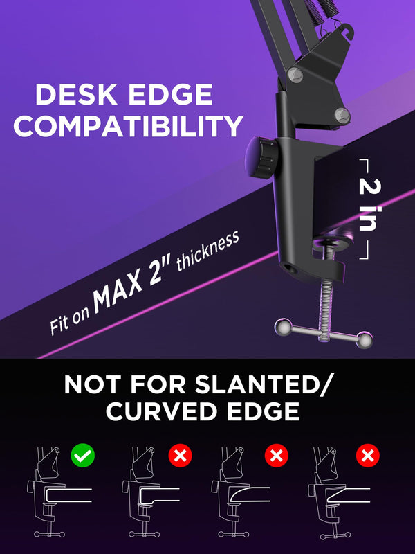 InnoGear Microphone Stand Mic Boom Arm for Blue Yeti HyperX QuadCast S SoloCast Snowball Fifine K669B and other Mic, with Shock Mount Windscreen Pop Filter Mic Clip Holder Cable Ties, Medium
