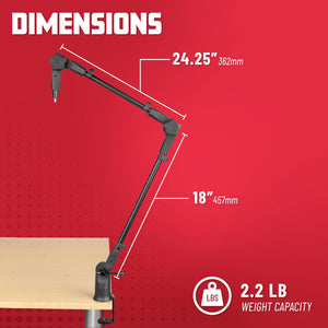 Gator Frameworks Slim Profile Desk-Mounted Mic Stand Boom Arm for Broadcasts, Podcasts, Content Creation, Live Streaming, & Similar Applications (GFWMICBCBM0500)