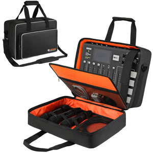 LEFOR·Z Large Audio Mixer Travel Case Compatible with RODECaster Pro,RODECaster Pro II,TC-Helicon GoXLR,Podcast Mixer Case Protective DJ Mixer Storage Bag for Microphones and More Podcast Equipment