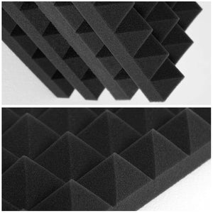 Acoustic Panels - 12 Pack 12x12x2 Inches Black Pyramid Acoustic Foam, Fire-Proofed Soundproof Wall Panels, 25kg/cbm Sound Proof Foam Panels ， Sound Panels for Recording Studio and Music Room