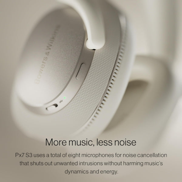 Bowers & Wilkins Px7 S3 Over-Ear Headphones, High-Resolution Sound, Comfortable Fit, Bluetooth, Active Noise Cancelling & Transparency Mode, 30-Hour Playtime, Quick Charge Support, Canvas White