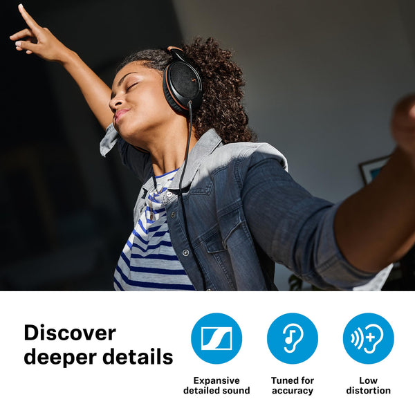 Sennheiser HD 505 Headphones, Wired, Over-Ear, with Transparent Sound and Controlled Bass, Enhanced Wearing Comfort, for Music, Work and Gaming – incl. 1.80 m Cable, Drawstring Bag – Copper Edition