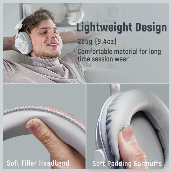FIFINE Studio Monitor Headphones, Wired Over-Ear Computer Headphones with 3.5mm to 6.35mm Jack for Mixer/Amplifier/PC, Closed-Back Headset with Flexible Headband for Music Vocal Recording-H8 White