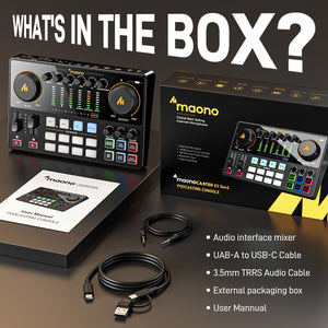 MAONO Podcast Equipment Bundle: Audio Interface mixer with Dual XLR Input for Podcast Streaming - MaonoCaster E2 Gen2