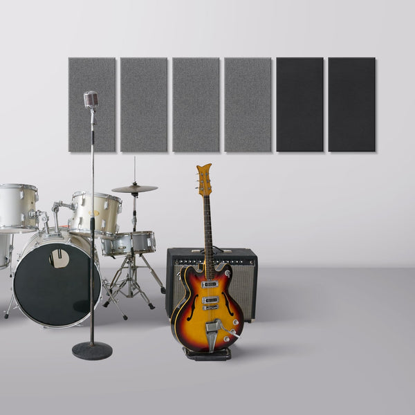 UMIACOUSTICS 4 PCS Acoustic Panels, 2“ Thick 23.6" x 11.8" Fiberglass Sound Proof Wall Panels, Self-adhesive Sound Absorbing Panels for Studios, Office, Home Theater. Deep Black
