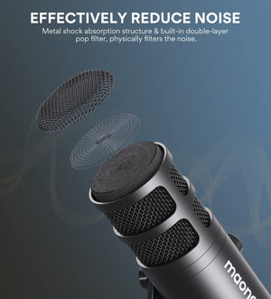 MAONO USB Dynamic Microphone, Podcast Recording Microphone with Gain Knob, Plug & Play, Metal Structure, Voice-Isolating Technology, Cardioid Studio PC Mic for Streaming, Vocal, Home Studio-PD100U