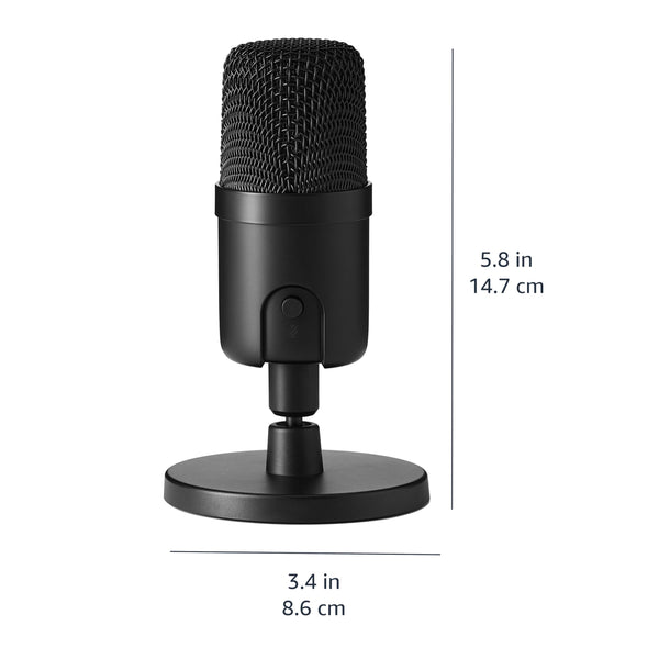 Amazon Basics USB Condenser Microphone for Streaming, Recording, and Podcasting on PC, Plug and Play, Cardioid Pickup, Adjustable Stand with 360° Rotation, 5.8 x 3.4 inches, Black