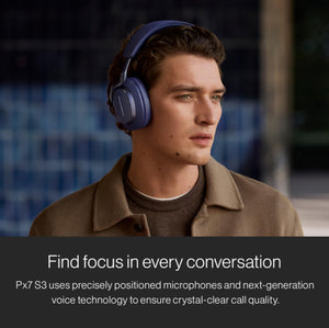 Bowers & Wilkins Px7 S3 Over-Ear Headphones, High-Resolution Sound, Comfortable Fit, Bluetooth, Active Noise Cancelling & Transparency Mode, 30-Hour Playtime, Quick Charge Support, Canvas White