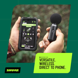 Shure MoveMic 88+ Wireless Microphone Video Kit - Pro Audio Recorder for Film/Field Recording Interviews, Stereo Mic 4 Polar Patterns | Compatible with iOS/Android via Motiv App (MV88+W-KIT-Z7)