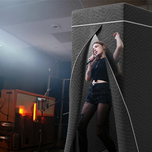 NUWJBYE Portable Vocal Booth, Echo-Free Recording Booth Sound Proof Shield, Foldable Isolation Booth with Travel Bag for Voice Over, Podcasting, Music, Home Studio