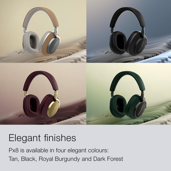 Bowers & Wilkins Px8 Over-Ear Wireless Headphones, Advanced Active Noise Cancellation, Luxurious Materials, 30-Hour Battery Life, 15-Min Quick Charging, Tan