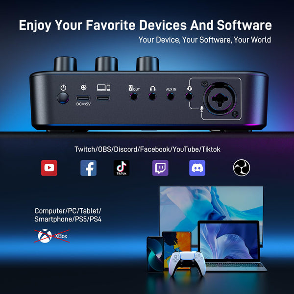 MAONO XLR/USB Dynamic Microphone and Gaming Mixer Kit, for Live Streaming, Podcasting, Content Create, Gaming