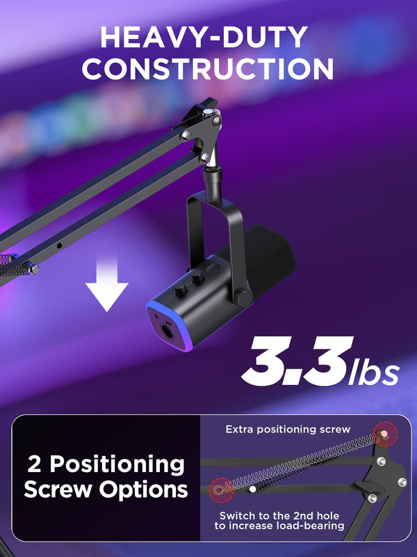 InnoGear Microphone Stand Mic Boom Arm for Blue Yeti HyperX QuadCast S SoloCast Snowball Fifine K669B and other Mic, with Shock Mount Windscreen Pop Filter Mic Clip Holder Cable Ties, Medium