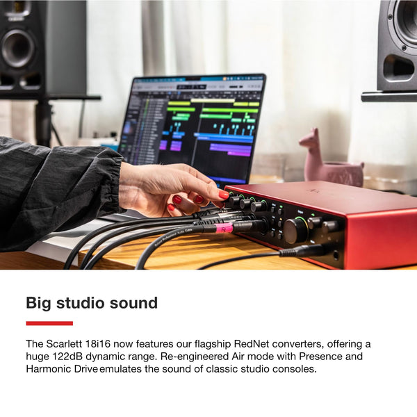 Focusrite Scarlett 18i16 4th Gen USB Audio Interface, for Songwriting, Music Production, Recording, and Podcasting — High-Fidelity, Studio Quality Recording, and All the Software You Need to Record