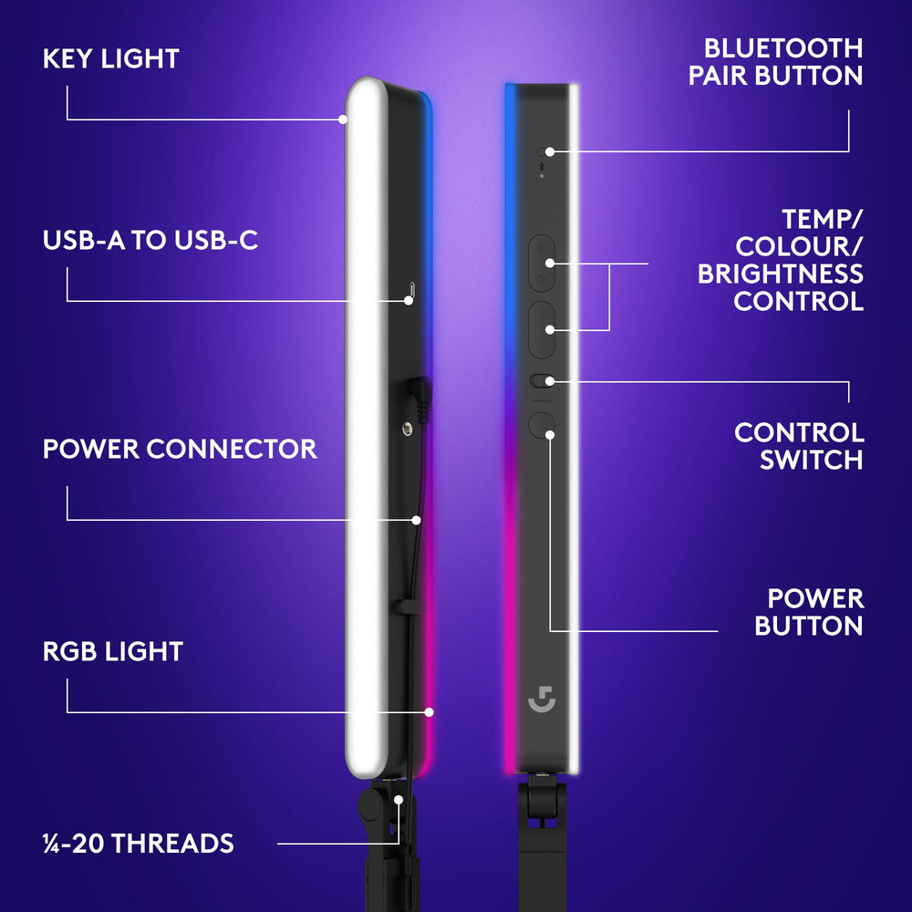Logitech G Litra Beam LX Premium Dual-Sided RGB LED Streaming Key Light + Yeti GX Dynamic RGB Gaming Microphone with LIGHTSYNC, USB