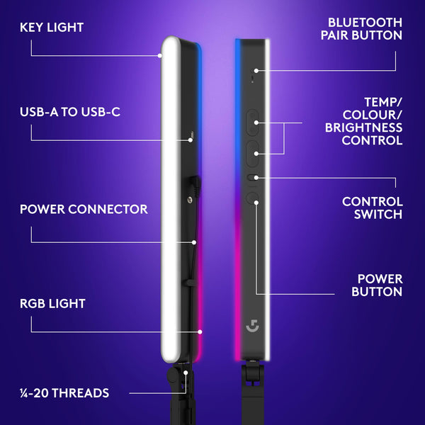 Logitech G Litra Beam LX Premium Dual-Sided RGB LED Streaming Key Light + Yeti GX Dynamic RGB Gaming Microphone with LIGHTSYNC, USB