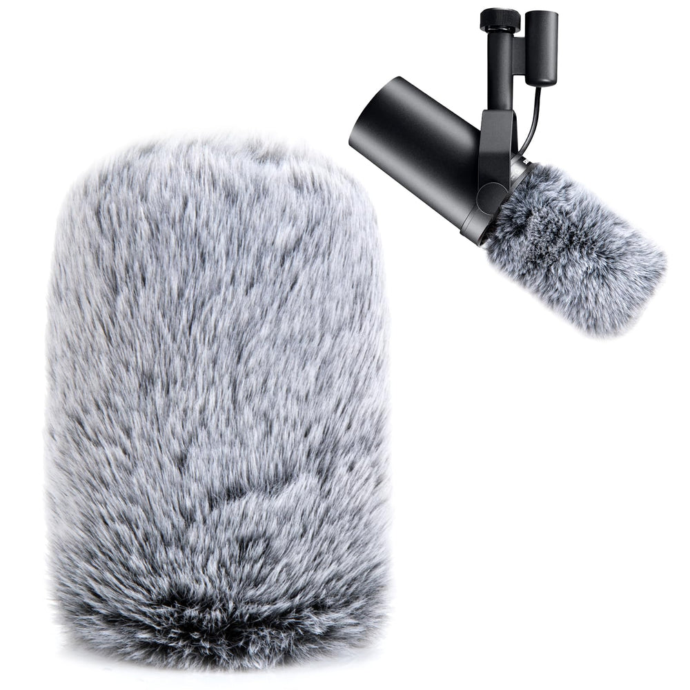 YOUSHARES SM7B Pop Filter for Shure Mic, Furry Windscreen Muff Compatible with Shure SM7B, SM7dB Dynamic Vocal Microphone. (Gray)