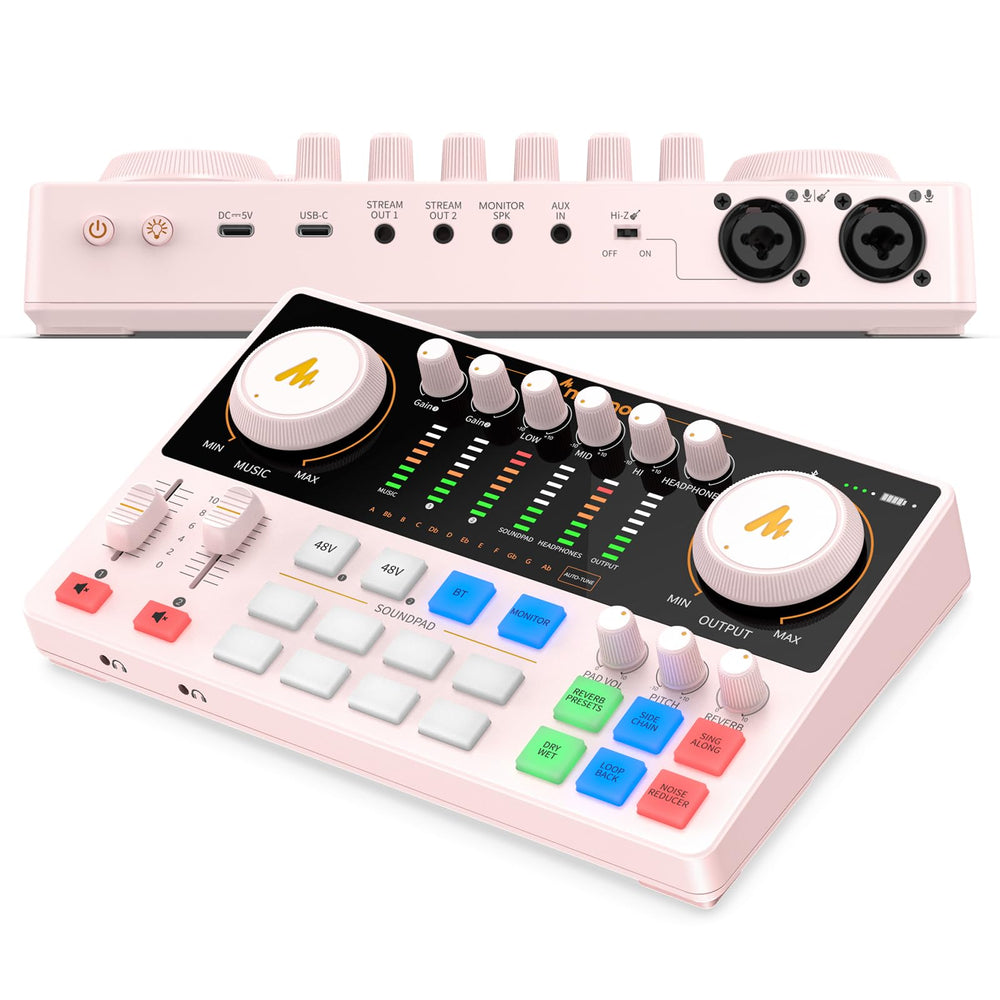 MAONO Podcast Equipment Bundle: Audio Interface mixer with Dual XLR Input for Podcast Streaming - MaonoCaster E2 Gen2 Pink