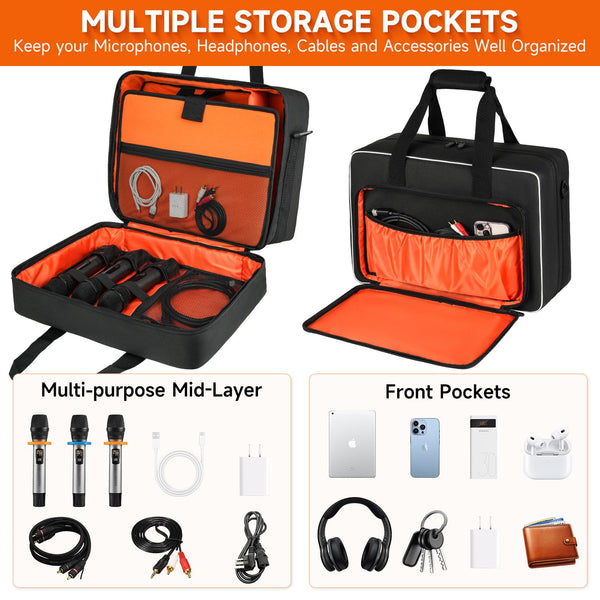 LEFOR·Z Large Audio Mixer Travel Case Compatible with RODECaster Pro,RODECaster Pro II,TC-Helicon GoXLR,Podcast Mixer Case Protective DJ Mixer Storage Bag for Microphones and More Podcast Equipment