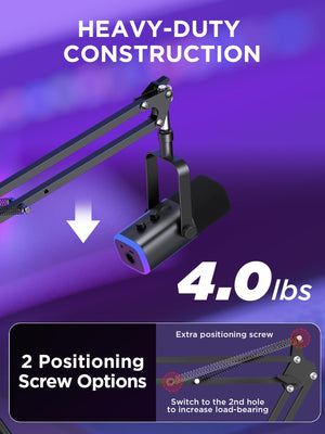 InnoGear Boom Arm Microphone Mic Stand for Blue Yeti HyperX QuadCast SoloCast Snowball Fifine Shure SM7B and other Mic, Large
