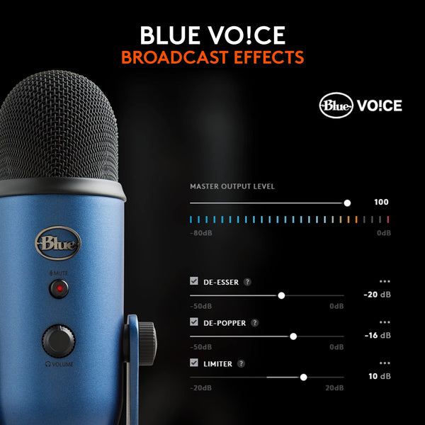 Logitech Creators Blue Yeti USB Microphone for Gaming, Streaming, Podcast, YouTube, Discord, PC, Studio Sound, Plug & Play-Midnight Blue