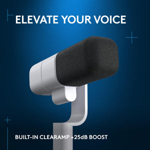 Logitech G Yeti Studio Active Dynamic XLR Broadcast Microphone for Gaming, ClearAmp Active Preamp, Dual-Diaphragm Capsule, Internal Shockmount - Off White