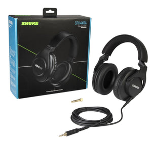 Shure SRH440A Over-Ear Wired Headphones for Monitoring & Recording, Professional Studio Grade, Enhanced Frequency Response, Work with All Audio Devices, Adjustable & Collapsible Design - 2022 Version