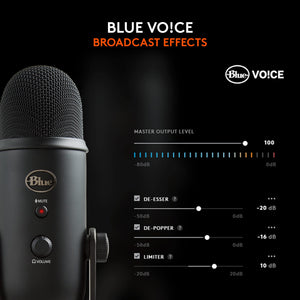 Logitech Creators Blue Yeti USB Microphone for Gaming, Streaming, Podcast, YouTube, Discord, PC, Studio Sound, Plug & Play-Blackout