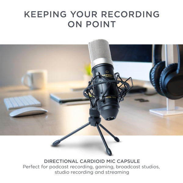 Marantz Professional MPM-1000 - Studio Recording XLR Condenser Microphone with Desktop Stand and Cable - For Podcast and Streaming Projects