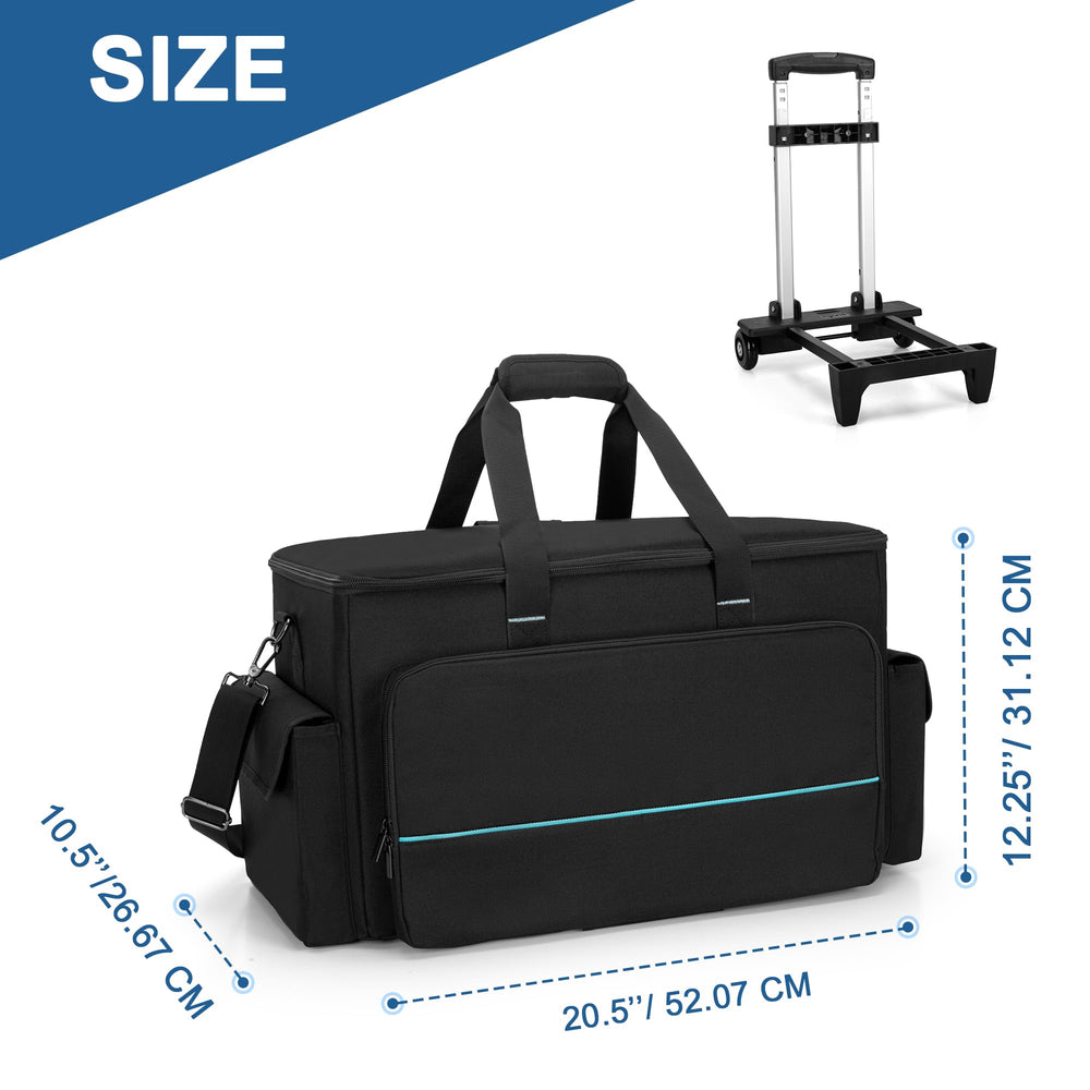 HODRANT Large Rolling DJ Cable Bag, Padded Gig Bag with Detachable Trolley & Divider, Music Gear Case with Multi Pockets for 15.6" Laptop, DJ Gear, Musical Instrument, Sound Equipment Storage
