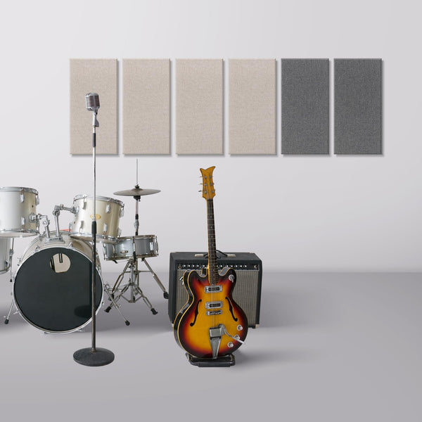 UMIACOUSTICS 4 PCS Acoustic Panels, 2“ Thick 23.6" x 11.8" Fiberglass Sound Absorbing Panels, Self-adhesive Soundproof Panels for Studios, Office, Home Theater. Charcoal Grey