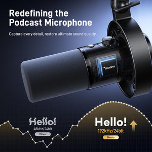 MAONO Dynamic Microphone-XLR USB Podcast Recording Mic: for Vocal Recording, Content Creation, Home Studio, Voiceover, with 192kHz/24bit, Noise Reduction, Mic Gain, Monitoring, Mute (PD300X)